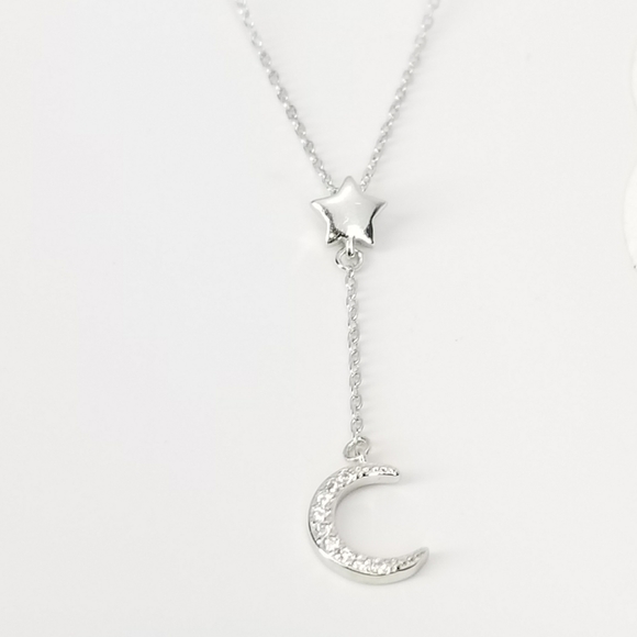 NEW 925 Sterling Silver Moon Star Choker Necklace - Picture 6 of 7